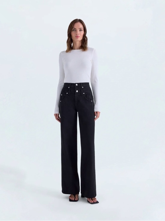 pistola Denim - CALEB HIGH RISE STACKED WAIST JEAN - MIDNIGHT HOUR